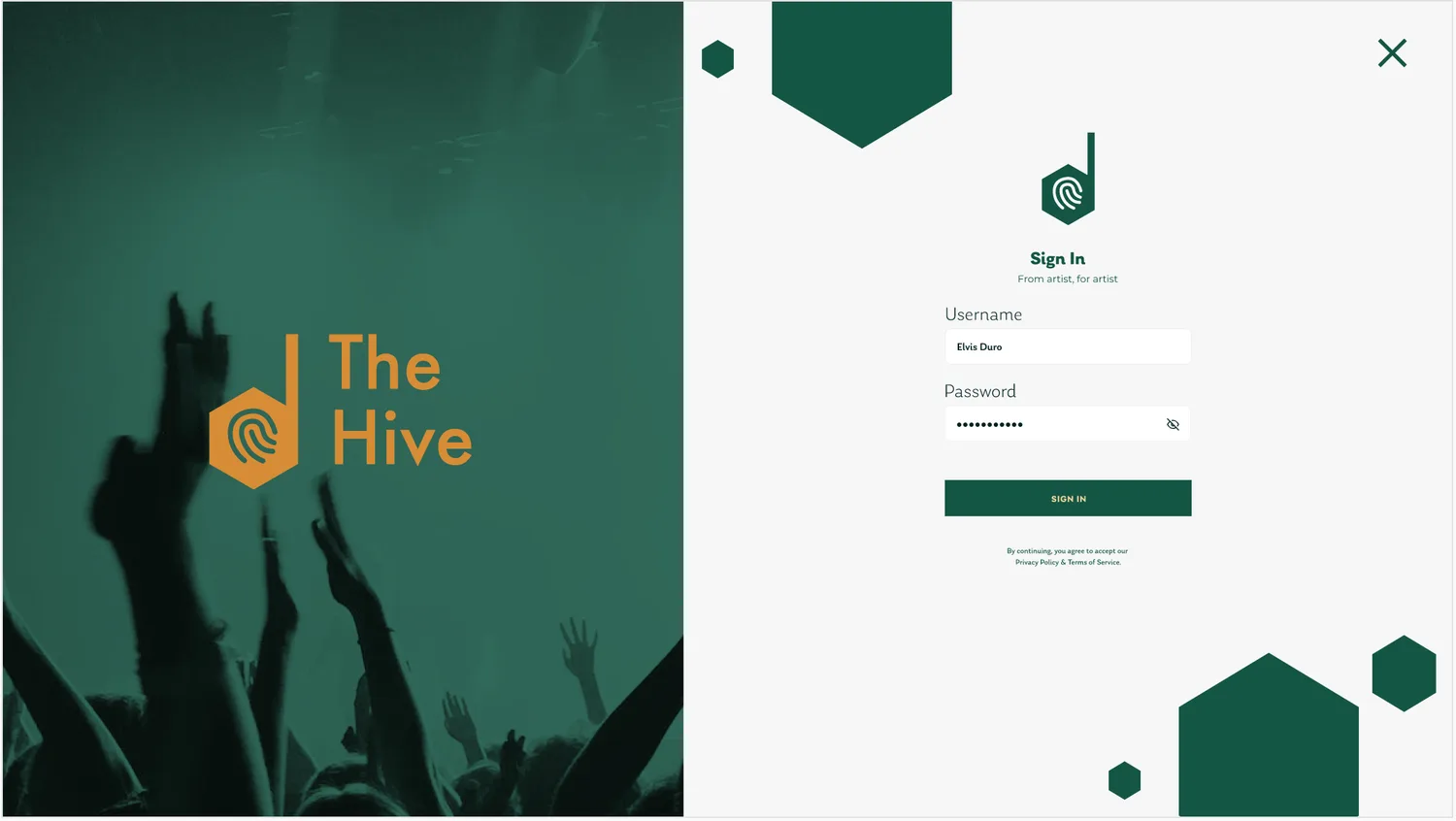 TheHive.live — Sikker innlogging